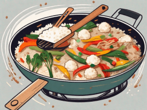 A sizzling wok filled with colorful vegetables