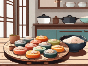 A variety of colorful korean rice cakes