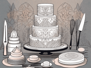 A beautifully decorated cake with intricate patterns and designs made out of rice paper