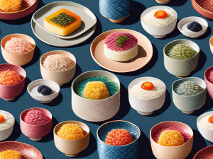 Various types of colorful korean sticky rice cakes