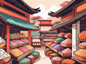 A vibrant asian market scene