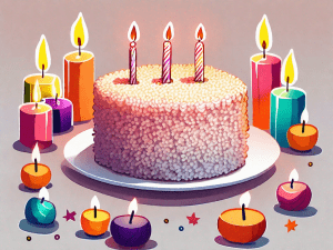 A vibrant and festive birthday scene featuring a large