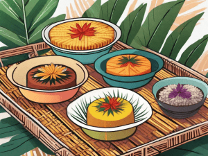 A variety of colorful filipino rice cakes