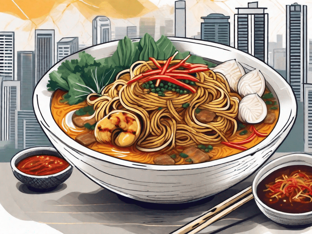 A tantalizing bowl of singapore curry rice noodle