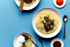 A bowl of stewed lamb couscous with ingredients visible