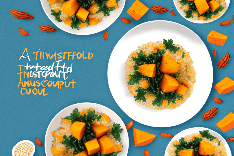 A Delicious and Nutritious Meal: Toasted Almonds, Butternut Squash, Kale, Sweet Potato, and Pineapple Couscous