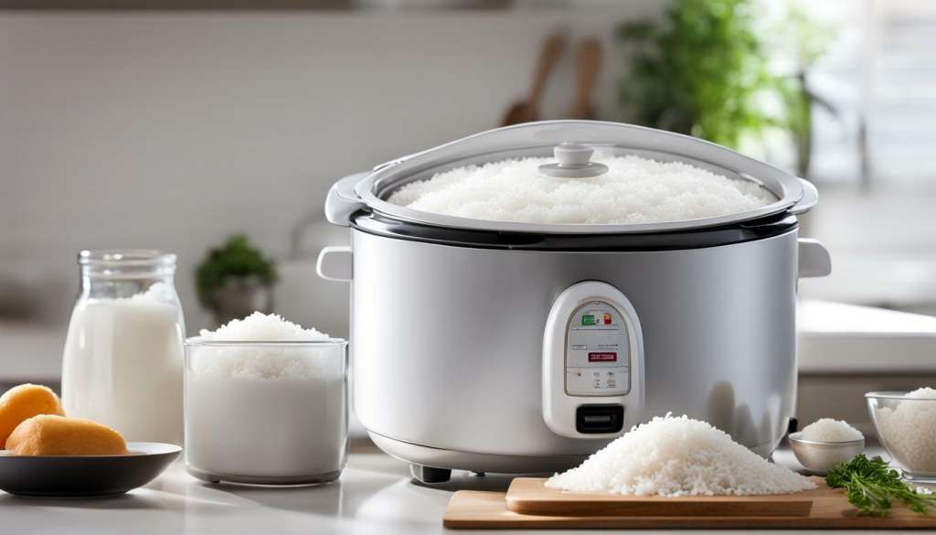 cooking rice in a rice cooker