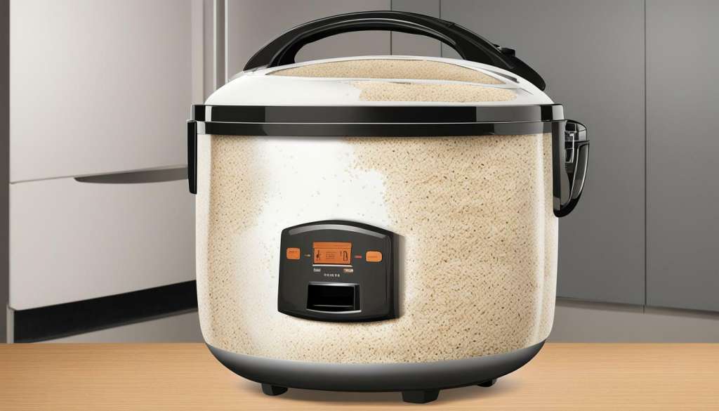 spoiled rice in a rice cooker