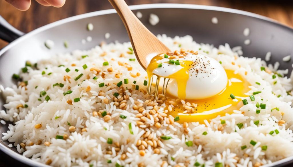 How do you cook eggs and rice together?