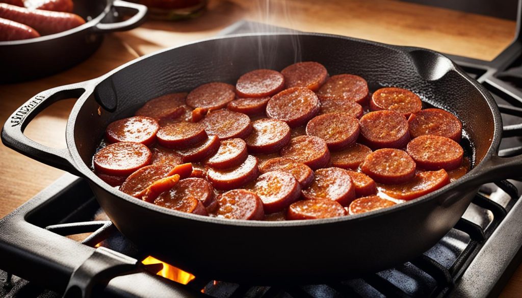 Rendering andouille sausage fat