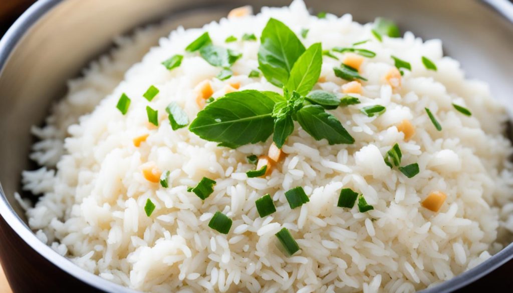 Serving coconut rice Serving coconut rice