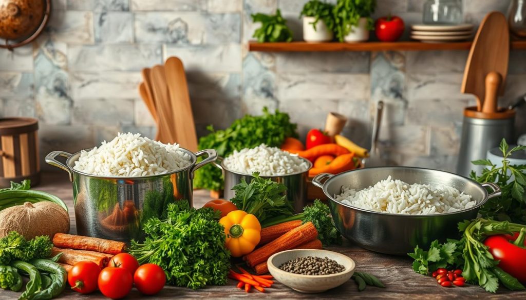 How does cooking method affect the nutritional value of rice?