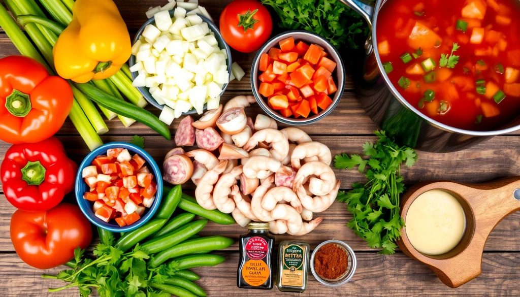 Ingredients for quick pressure cooker gumbo