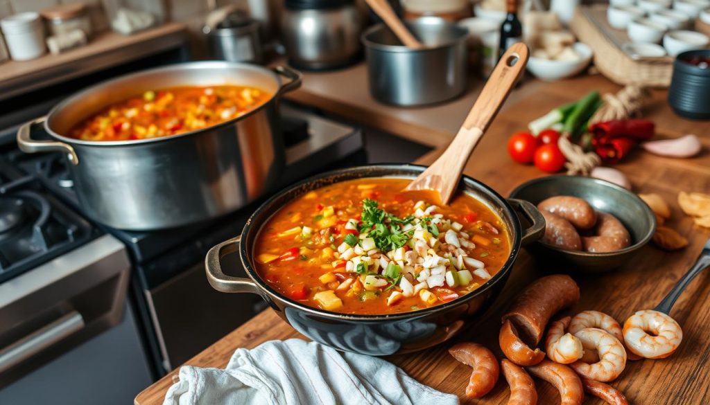 gumbo preparation with diced tomatoes