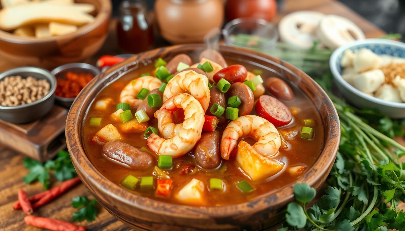 Hearty Gumbo with Sausage, Chicken & Shrimp