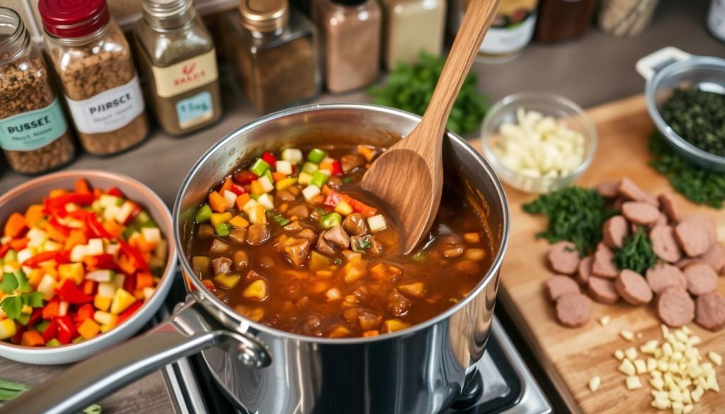 how to make turkey sausage gumbo