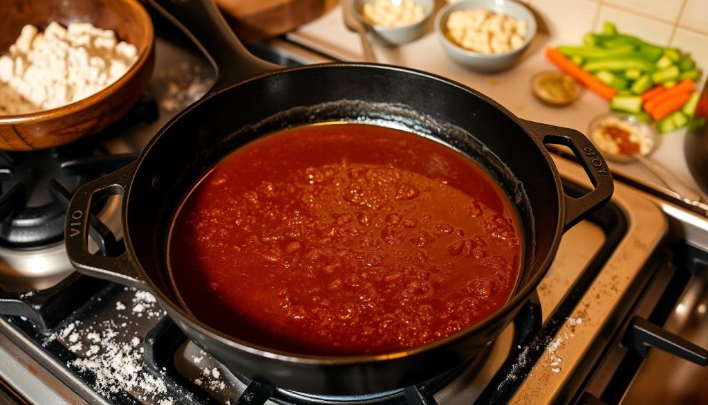 making roux for authentic gumbo